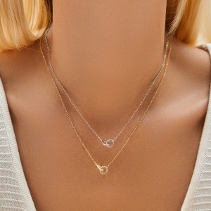 925 Sterling Silver Interlocking Circle Pendant Necklace 80200457