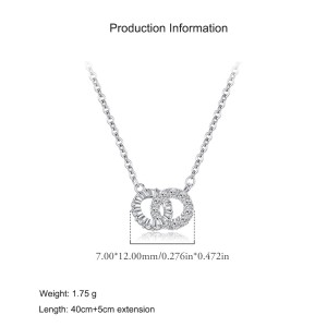 925 Sterling Silver Interlocking Circle Pendant Necklace 80200457