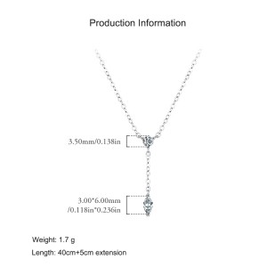 925 Sterling Silver Geometric Y-Shaped Necklace 80200458