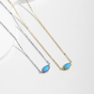 925 Sterling Silver Turquoise Pendant Necklace 80200460