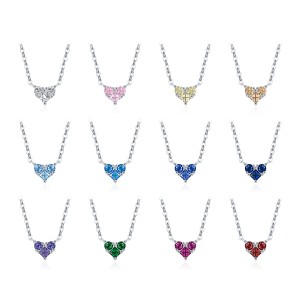 925 Sterling Silver Birthstone Heart Pendant Necklace 80200461