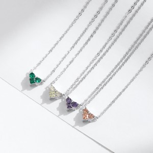 925 Sterling Silver Birthstone Heart Pendant Necklace 80200461