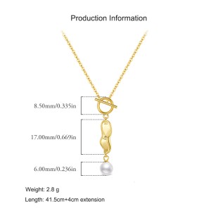 925 Sterling Silver French Style Pearl Necklace 80200462