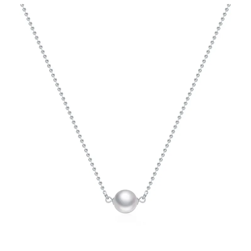 925 Sterling Silver Glass Pearl Pendant Necklace 80200463