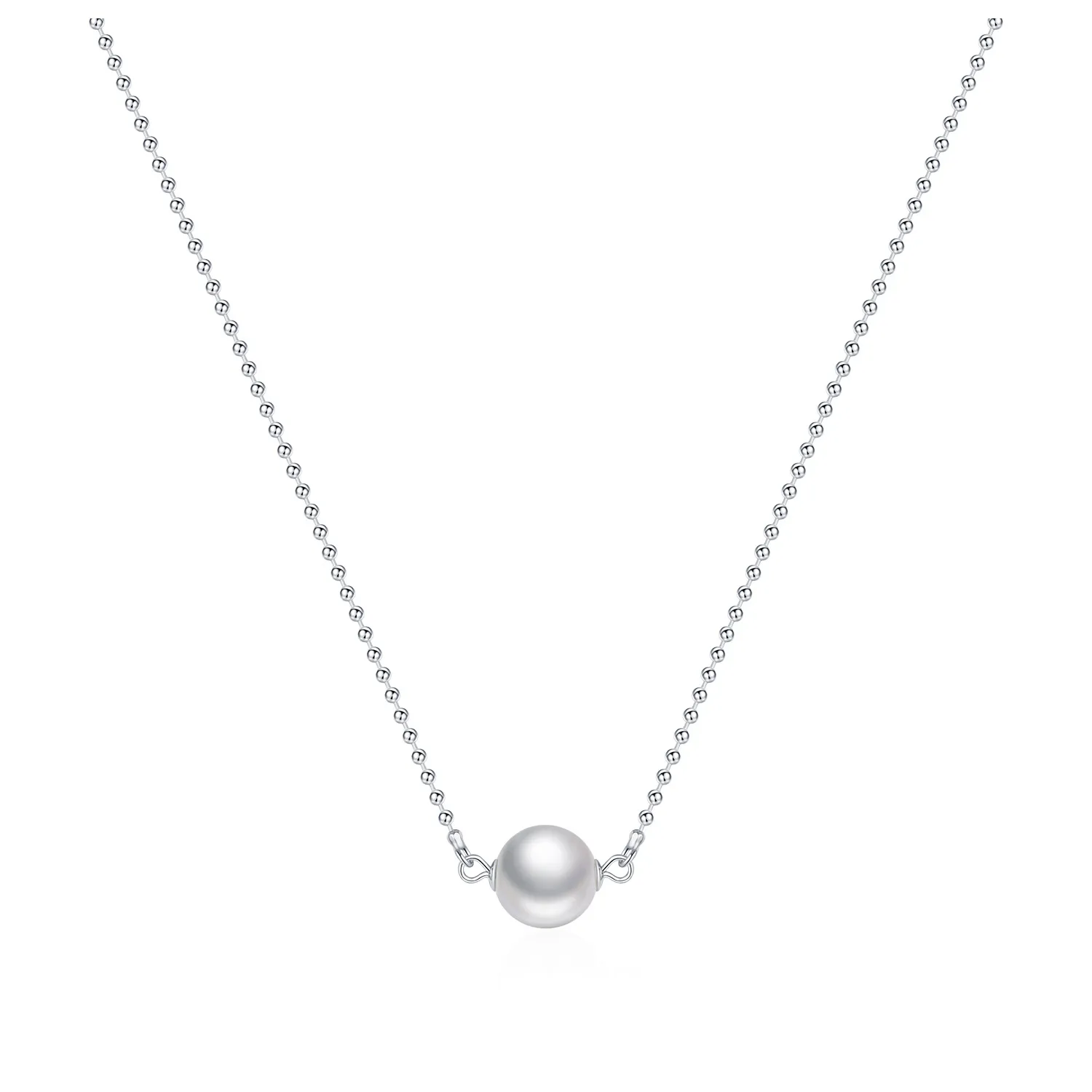 925 Sterling Silver Glass Pearl Pendant Necklace 80200463