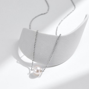 925 Sterling Silver Glass Pearl Pendant Necklace 80200463