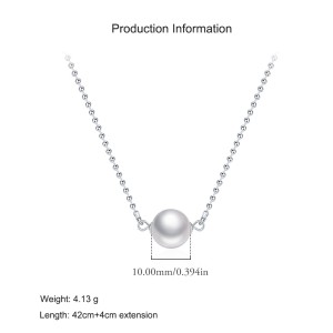 925 Sterling Silver Glass Pearl Pendant Necklace 80200463