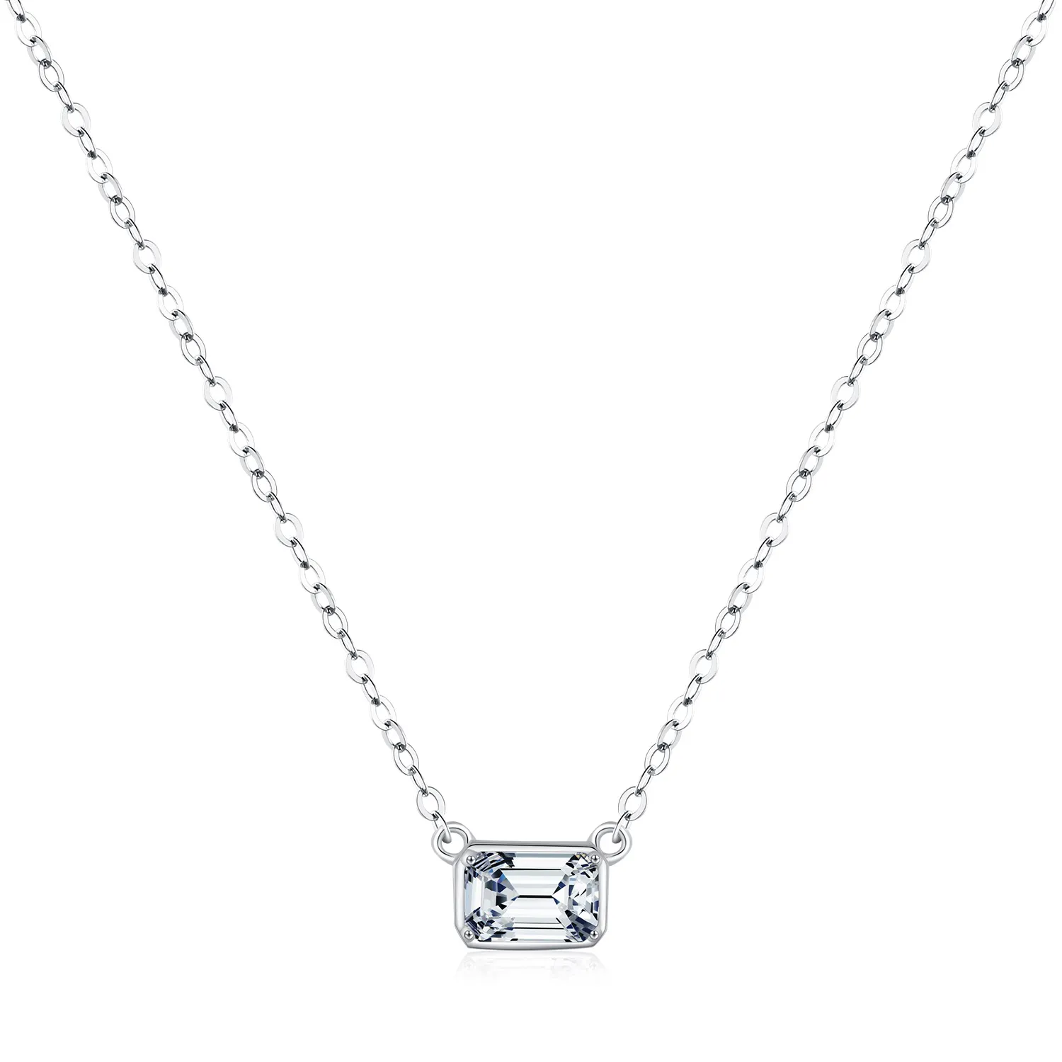 925 Sterling Silver Minimalist Emerald Cut Pendant Necklace 80200464