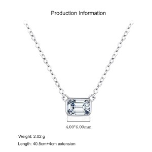 925 Sterling Silver Minimalist Emerald Cut Pendant Necklace 80200464