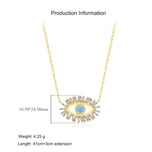 925 Sterling Silver Blue Evil Eye Necklace 80200465
