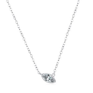 925 Sterling Silver Marquise-Cut Solitaire Pendant Necklace 80200466
