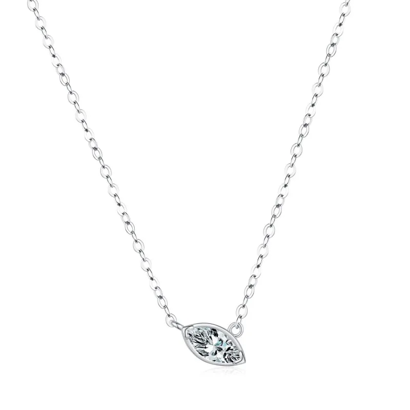 925 Sterling Silver Marquise-Cut Solitaire Pendant Necklace 80200466