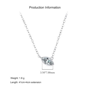 925 Sterling Silver Marquise-Cut Solitaire Pendant Necklace 80200466
