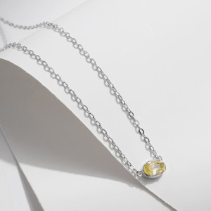 925 Sterling Silver Yellow Zircon Candy Pendant Necklace 80200468