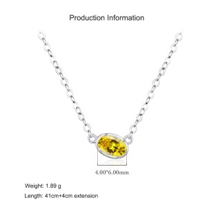 925 Sterling Silver Yellow Zircon Candy Pendant Necklace 80200468