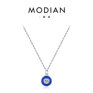 925 Sterling Silver Klein Blue Enamel Heart Necklace 80200469