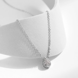 925 Sterling Silver Teardrop Zircon Pendant Necklace 80200470