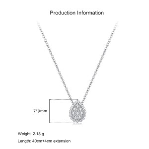 925 Sterling Silver Teardrop Zircon Pendant Necklace 80200470