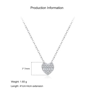 925 Sterling Silver Zircon Heart Pendant Necklace 80200471