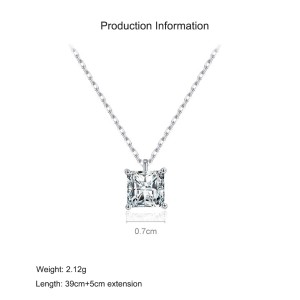 925 Sterling Silver Square Zircon Pendant Necklace 80200472