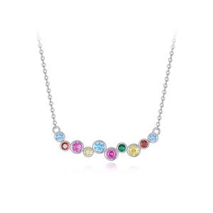 925 Sterling Silver Rainbow Zircon Dopamine Necklace 80200474
