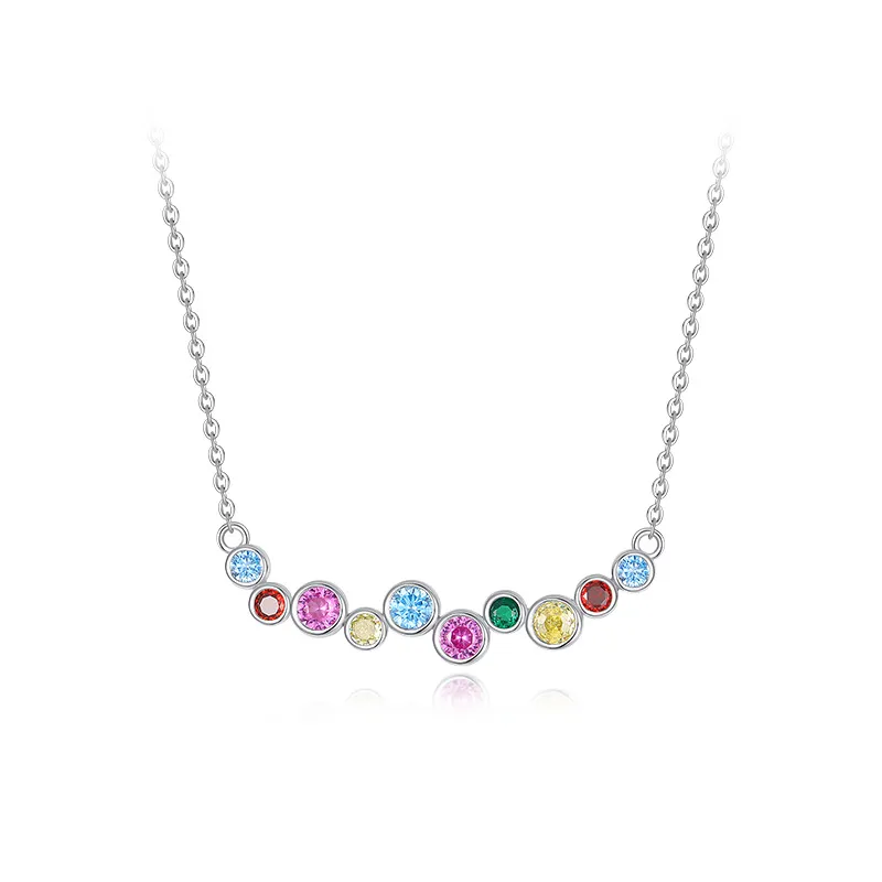 925 Sterling Silver Rainbow Zircon Dopamine Necklace 80200474