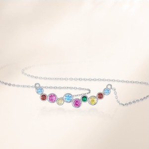 925 Sterling Silver Rainbow Zircon Dopamine Necklace 80200474