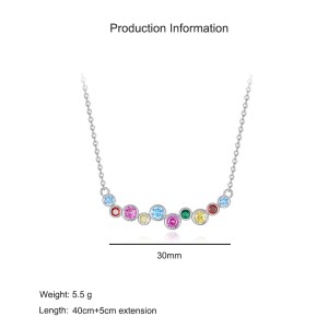 925 Sterling Silver Rainbow Zircon Dopamine Necklace 80200474