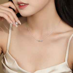 925 Sterling Silver Colorful Zircon Rainbow Necklace 80200475