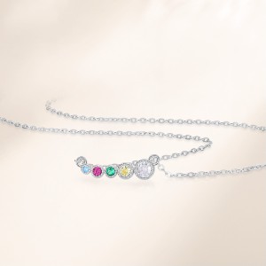 925 Sterling Silver Colorful Zircon Rainbow Necklace 80200475