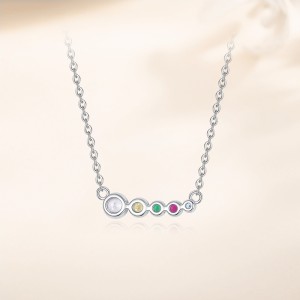 925 Sterling Silver Colorful Zircon Rainbow Necklace 80200475