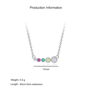 925 Sterling Silver Colorful Zircon Rainbow Necklace 80200475