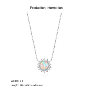 925 Sterling Silver 8mm Natural Opal Necklace 80200477