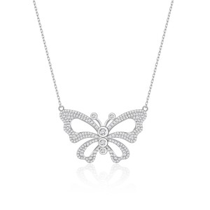 925 Sterling Silver CZ Butterfly Necklace 80200478