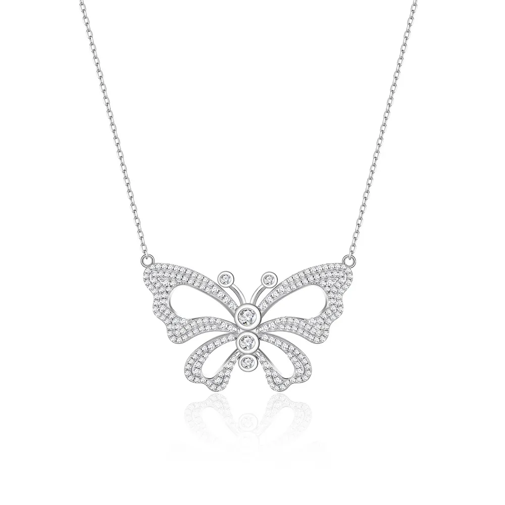 925 Sterling Silver CZ Butterfly Necklace 80200478
