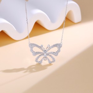 925 Sterling Silver CZ Butterfly Necklace 80200478