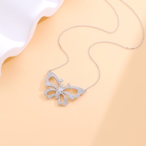 925 Sterling Silver CZ Butterfly Necklace 80200478