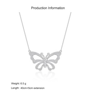 925 Sterling Silver CZ Butterfly Necklace 80200478