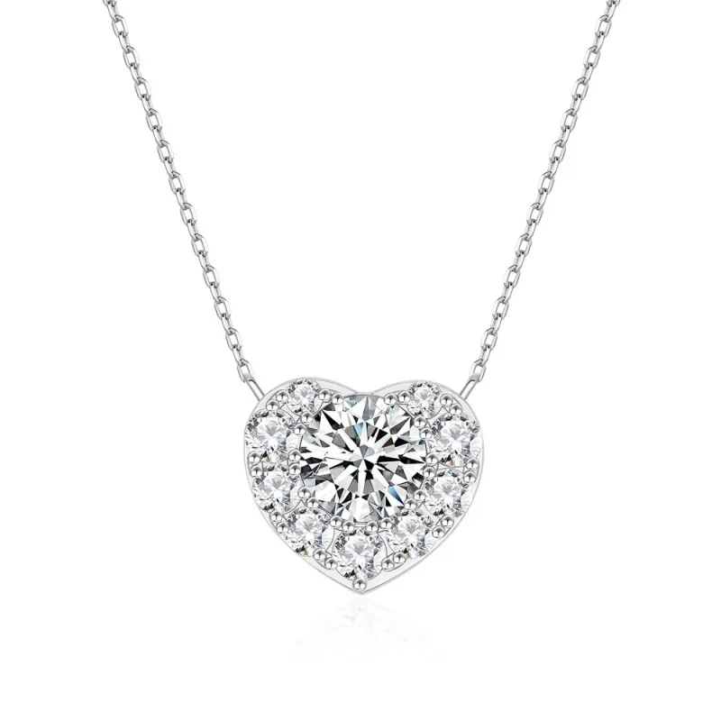 925 Sterling Silver Sparkle CZ Heart Necklace 80200479