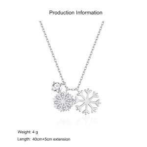 925 Sterling Silver Double CZ Snowflake Necklace 80200481
