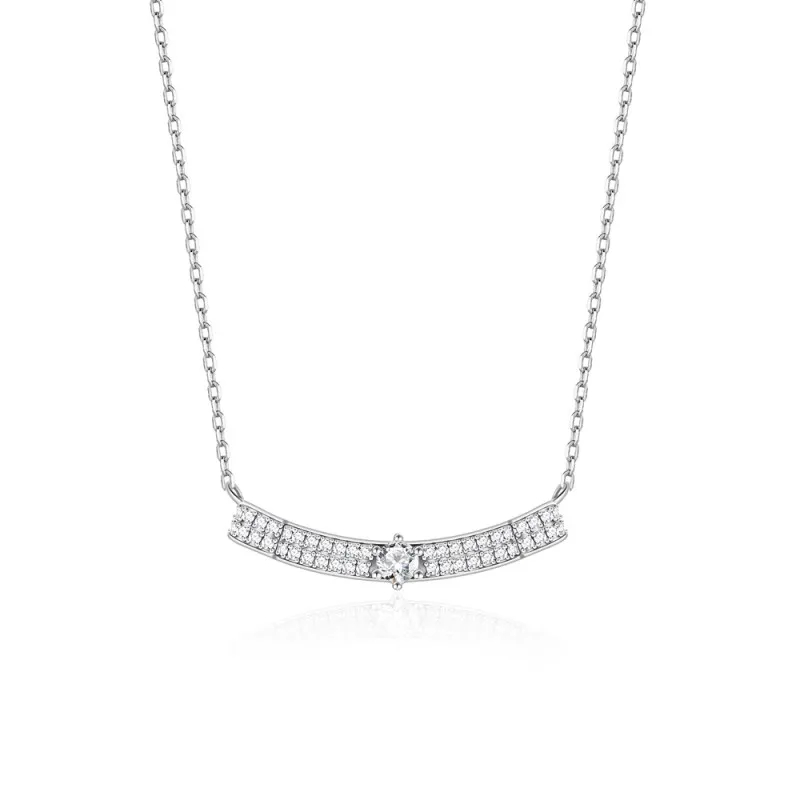 925 Sterling Silver Zircon Wave Choker Necklace 80200482