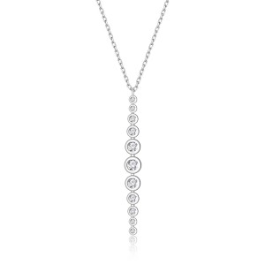 925 Sterling Silver Round Zircon Tassel Pendant Necklace 80200483