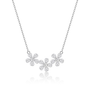 925 Sterling Silver Daisy Flower Necklace 80200485
