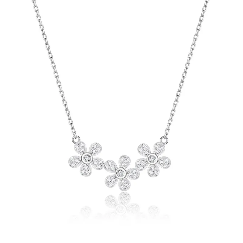 925 Sterling Silver Daisy Flower Necklace 80200485