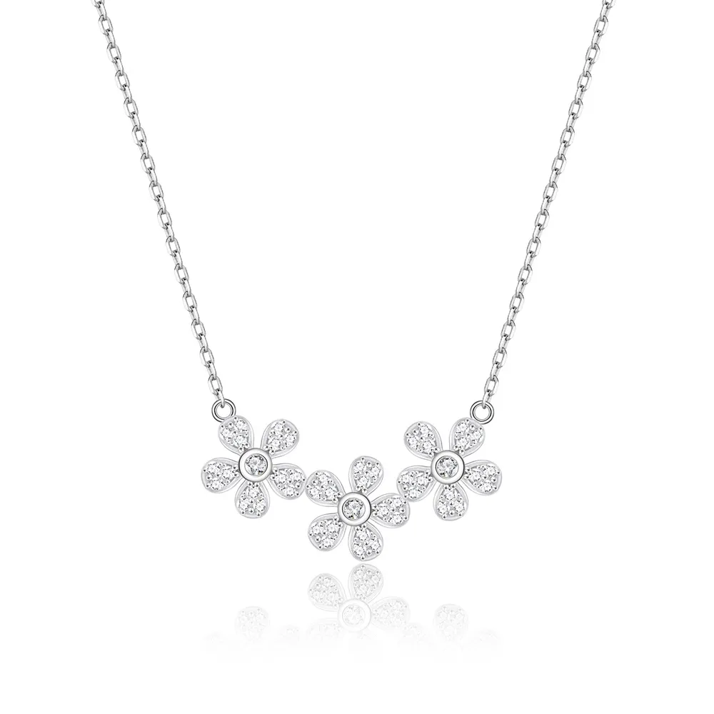925 Sterling Silver Daisy Flower Necklace 80200485