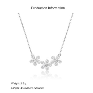 925 Sterling Silver Daisy Flower Necklace 80200485