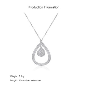 925 Sterling Silver Full Pave CZ Teardrop Necklace 80200486