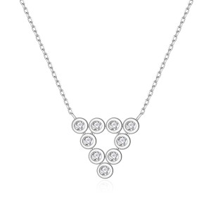 925 Sterling Silver Zircon Triangle Pendant Necklace 80200487