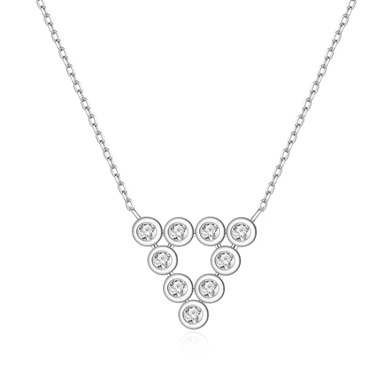 925 Sterling Silver Zircon Triangle Pendant Necklace 80200487