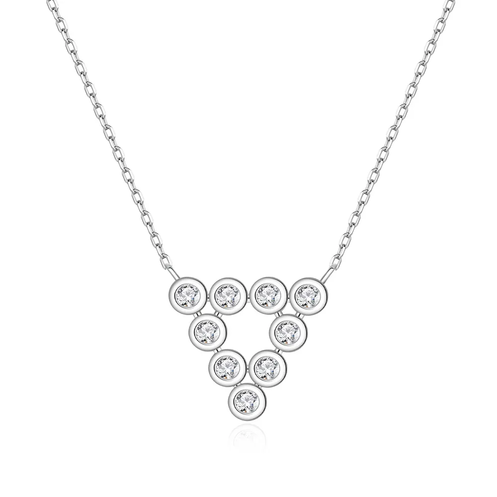 925 Sterling Silver Zircon Triangle Pendant Necklace 80200487